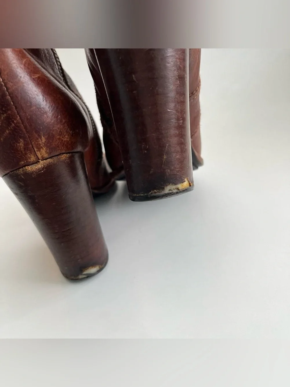 FRYE Brown Leather Patty Riding Boot Buckled Heel 7.5 m